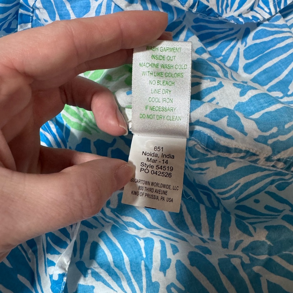 Lilly Pultizer Captiva Tunic Blue Green Size XS Seashell Shirt Dress Coverup - Picture 7 of 8